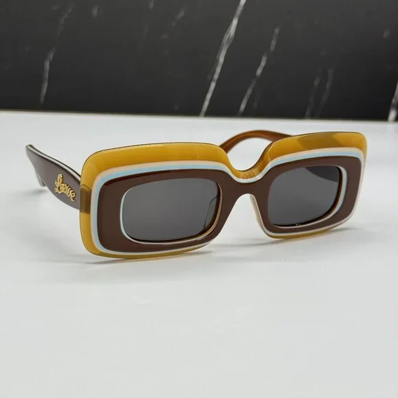 NEW LOEWE LW40139U 47A WOMEN SUNGLASSES BROWN/ORANGE SQUARE  display picture 2